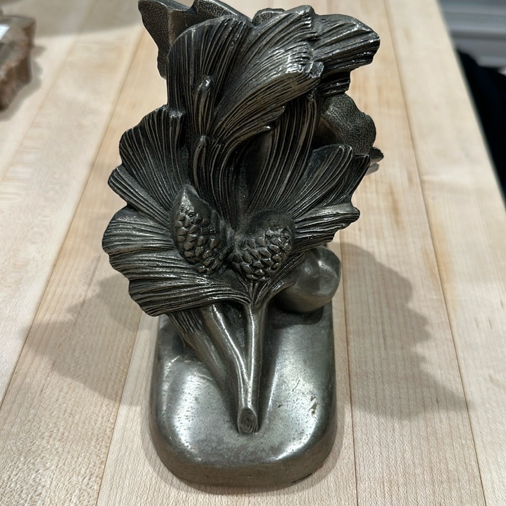 Authentic 70’s PM Craftsman Solid Nickel Bookends Pinecone